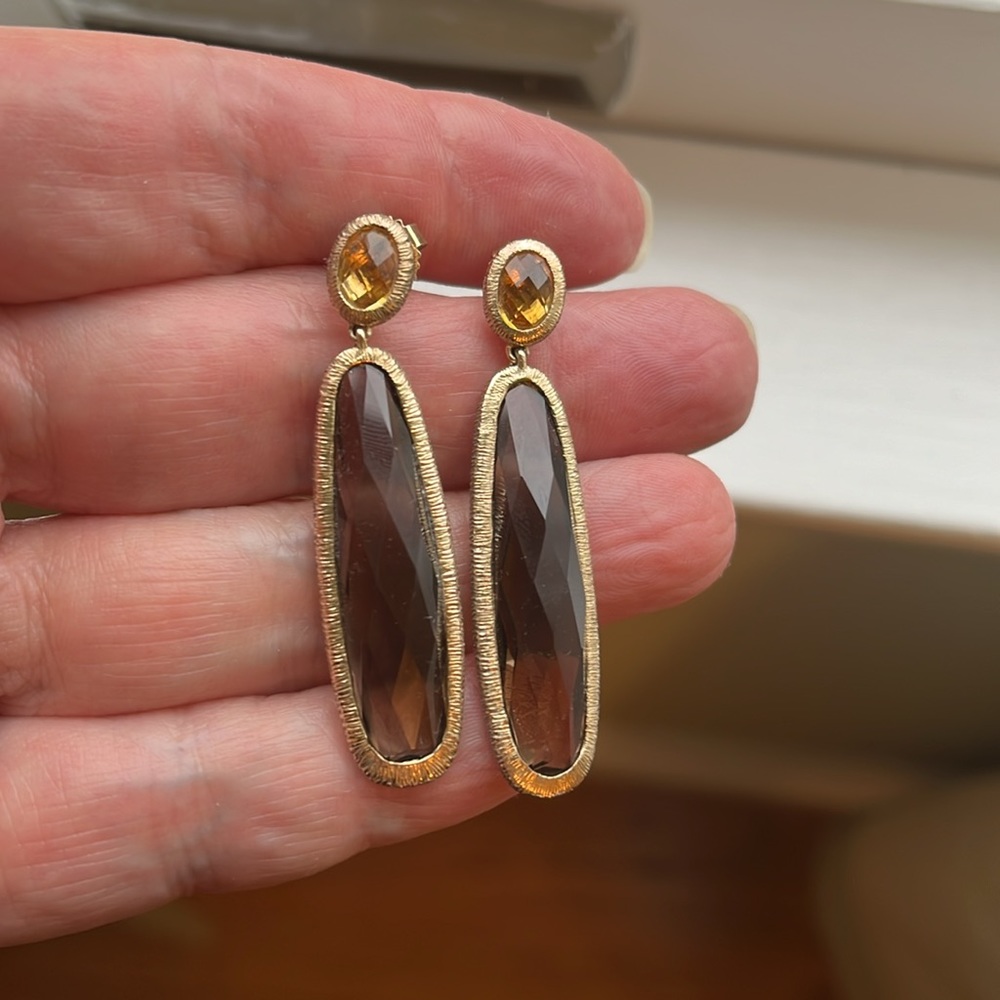 Michelle Albala smokey quartz and citrine earrings